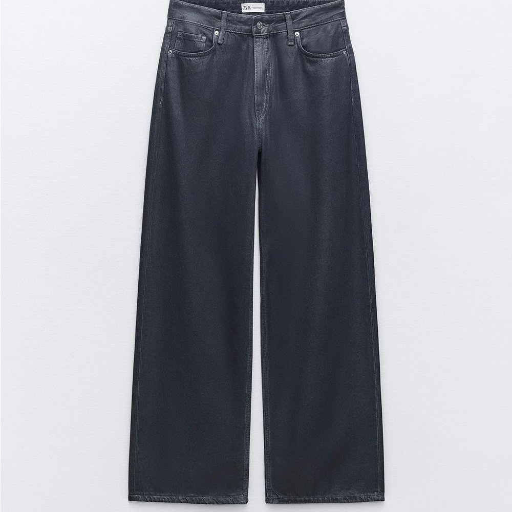 ZARA NWT NAVY METALLIC PANTS